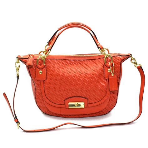 orange shoulder leather handbag